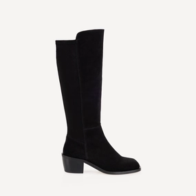 Black Croc Boots Knee High Delilah: Black Suede Knee High Boots