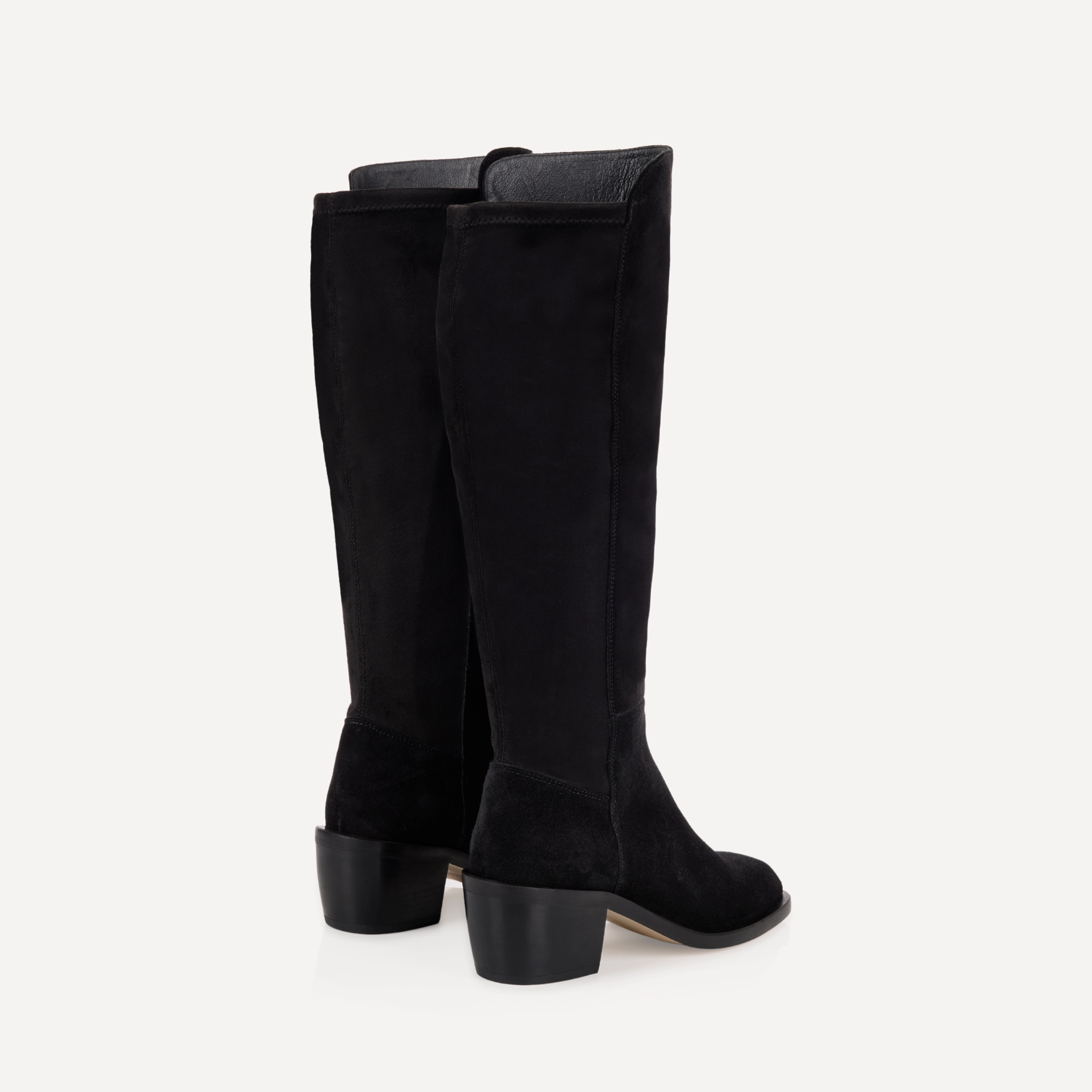 Knee High Boots Thin Heel Delilah: Black Suede Knee High Boots