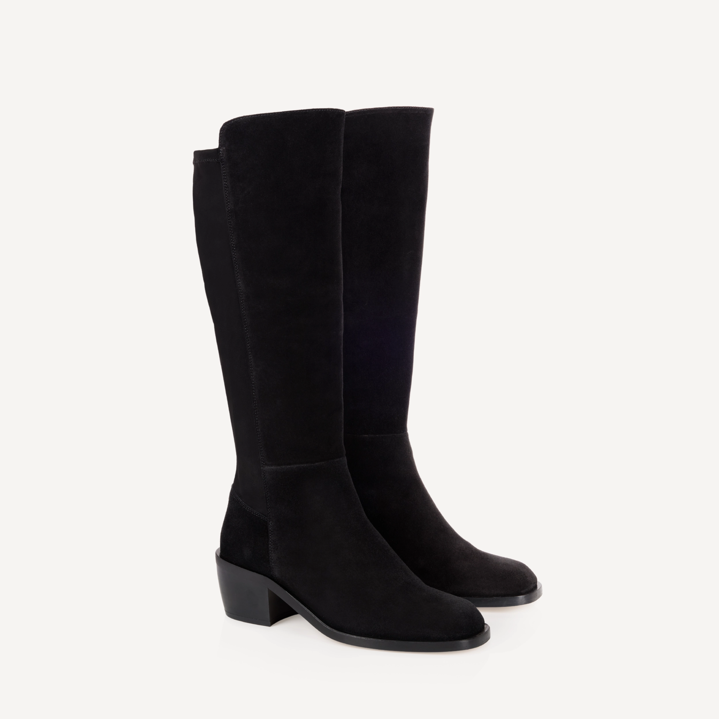 Delilah: Black Suede Knee High Boots Minimalist Knee High Boots