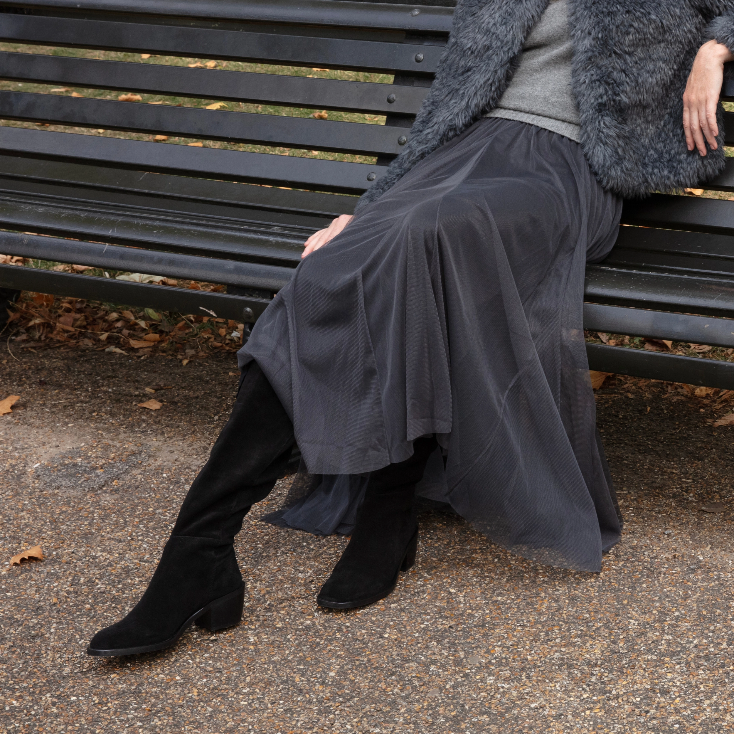 Best Jeans For Knee High Boots Delilah: Black Suede Knee High Boots