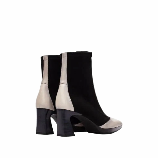Hispanitas Womens Boot BHI254186 Cream/Black Thandy Curved Heel Ankle Boots