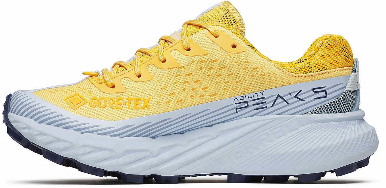 Merrell Agility Peak 5 Gore-Tex Womens Trail Running Shoes - Yellow Man With One Shoe Trailer