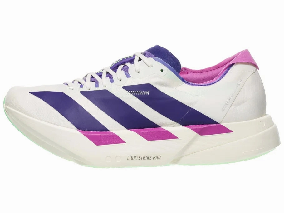 Adidas | Adizero Adios Pro 4 | Men's | Core White/Collegiate Purple/Lime Burst Running Running Shoes