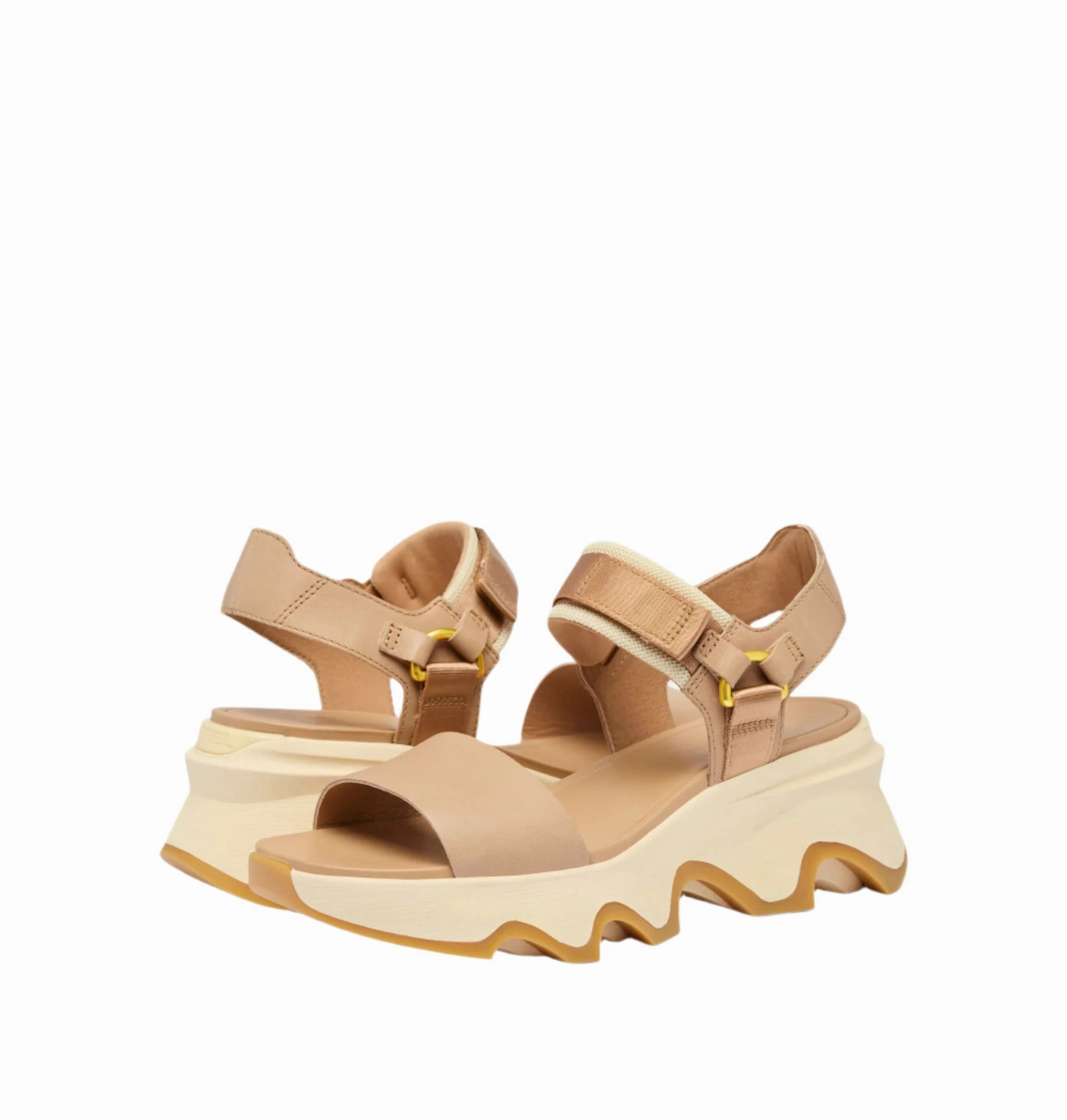 Sorel Women's Kinetic Y-Strap Wedge Sandal - Honest Beige/Honey Last Minute Sandals Deals