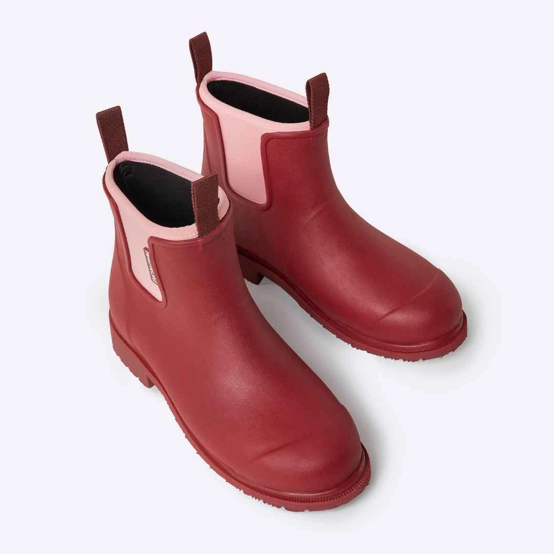 Barbour Mallow Rain Boots Bobbi Red Wellington Boot // Beetroot & Light Pink