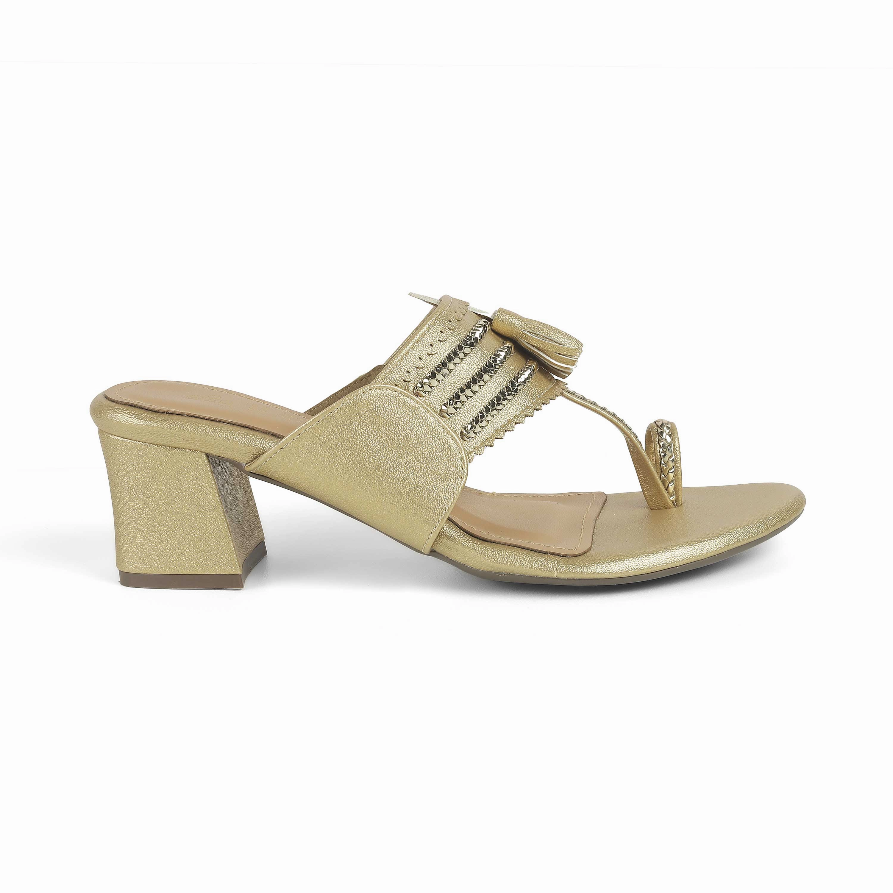 Frye Sandals Tresmode Kola Gold Women's Dress Block Heel Sandals