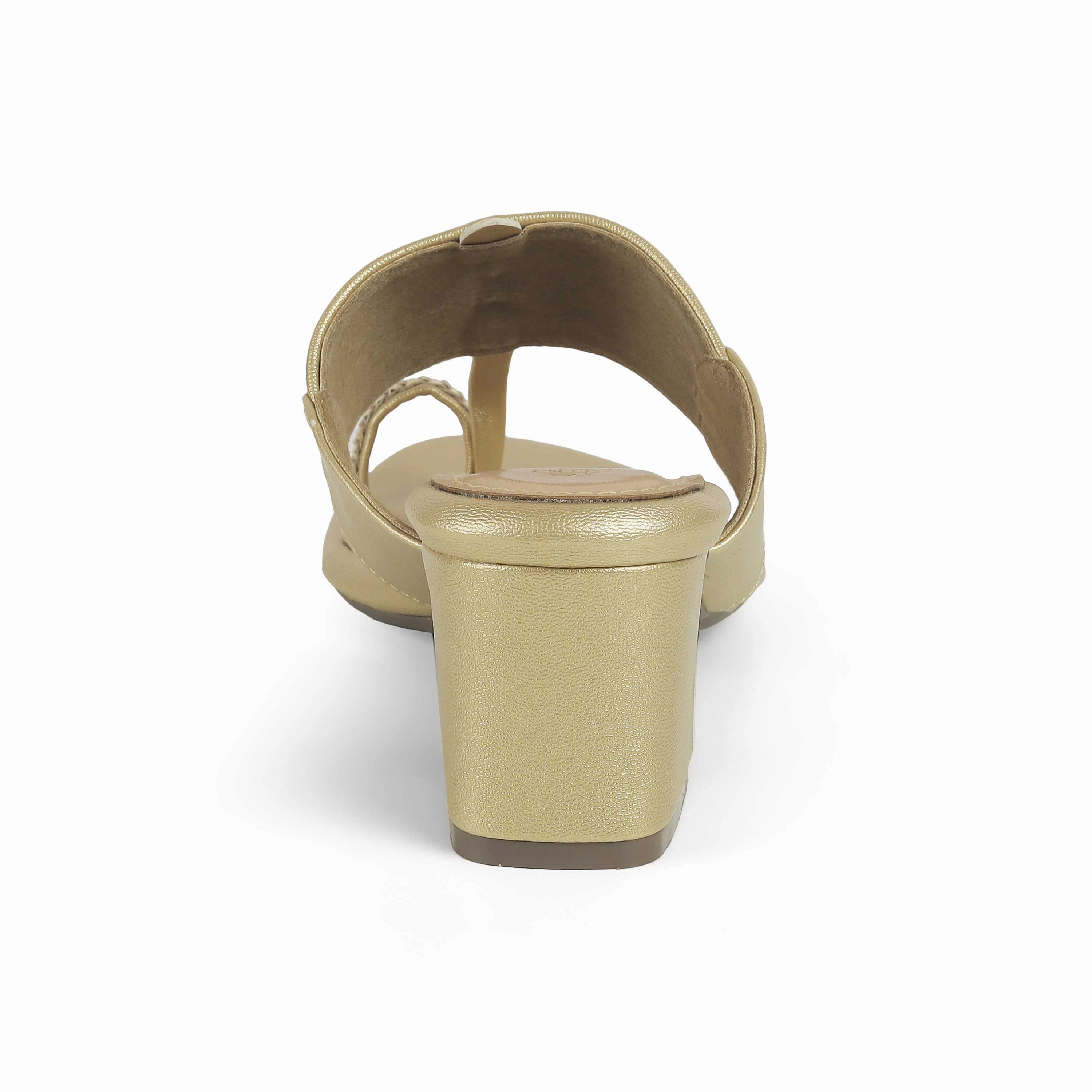 Tresmode Kola Gold Women's Dress Block Heel Sandals Sandals For People With Wide Feet