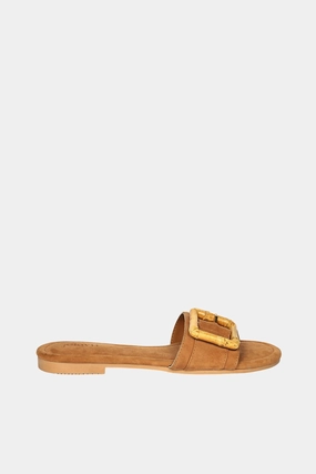 Jelavu - Amsterdam Bamboo Buckle Sandals - Cognac Suede Sandals Promo Code