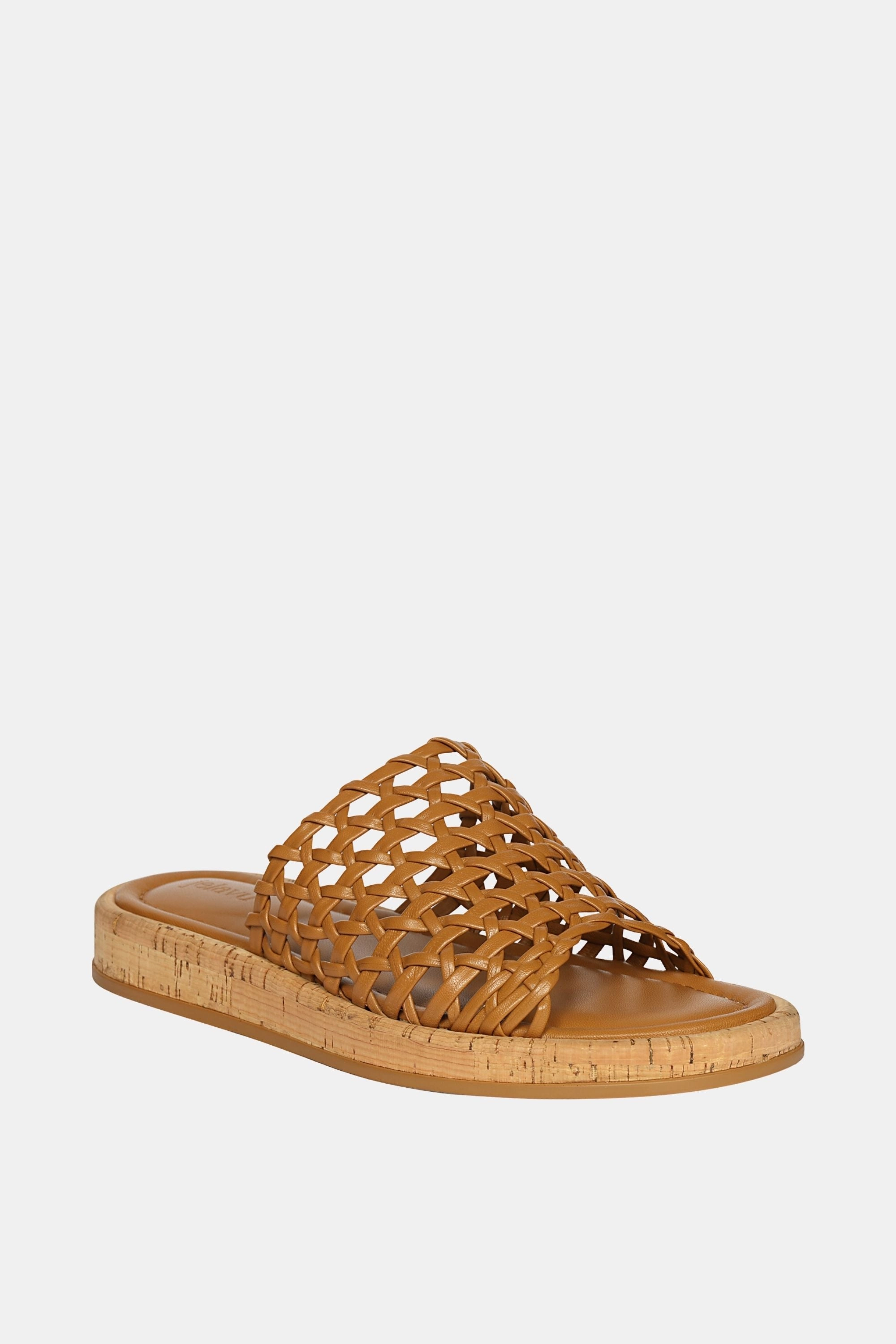 Jelavu -  Cloud Leather Woven Sandals -  Cognac Leather Sandals Flat Closed Toe