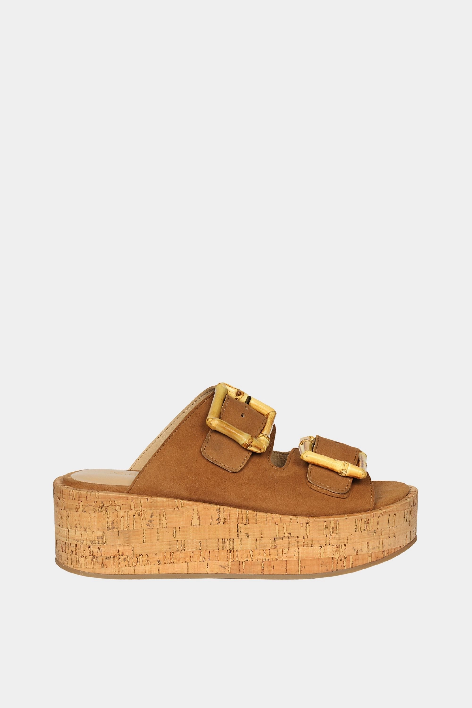 Jelavu - Corkie Platform Sandals with Bamboo Buckle - Cognac Suede Walking Sandals For Europe