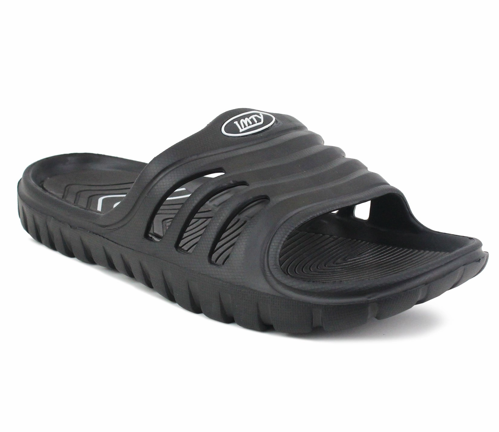 Dawn Flip Flops OCEAN Mens Lightweight EVA Sliders in Black/Black