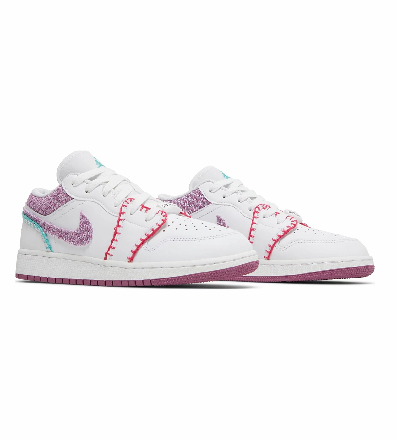 Funny Nike Shoes Jordan 1 Low 'White Light Bordeaux' (GS)