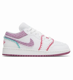 Supreme X Nike Shoes Jordan 1 Low 'White Light Bordeaux' (GS)