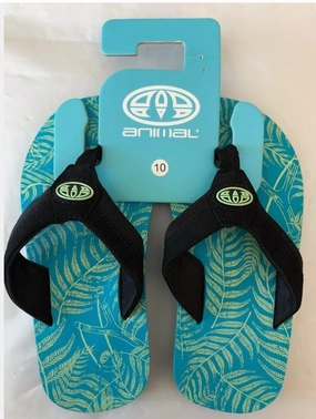 Plush Flip Flops Animal Jekyl Slim Boys Flip Flop Marine Green Child Size 10
