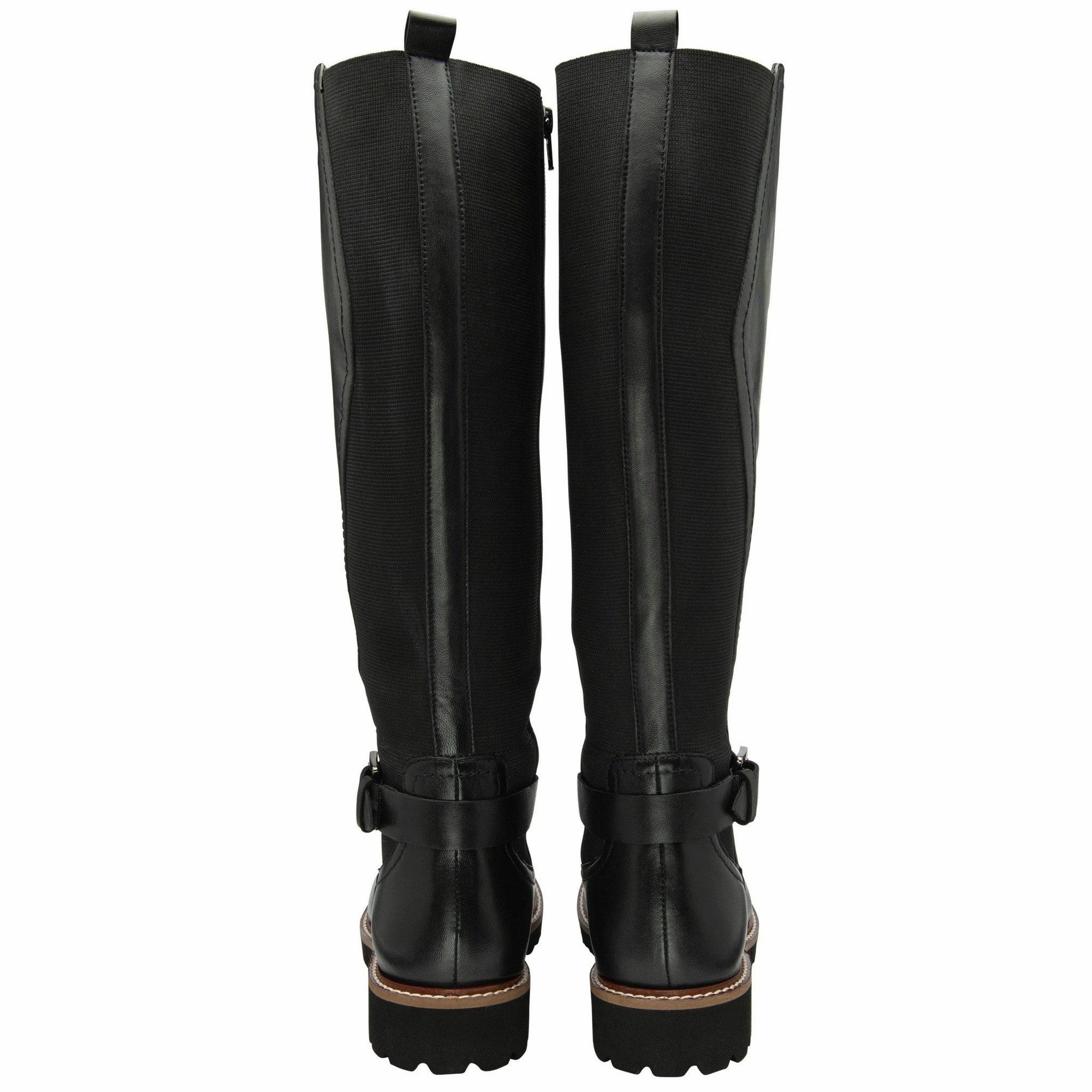 Lotus Belvedere Ladies Black Leather Side Zip Knee High Boots Snake Knee High Boots Heel