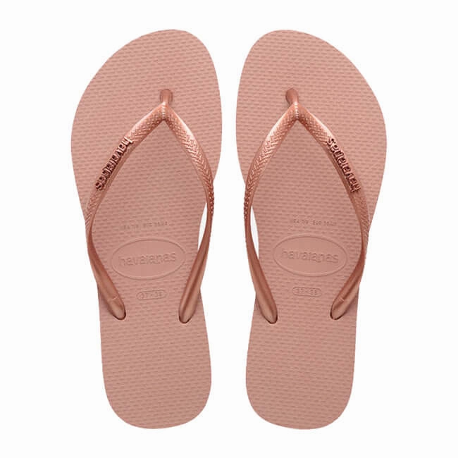 Flip Flops Beads Platform Havaianas Slim Logo Metallic Crocus Rose / Golden Blush