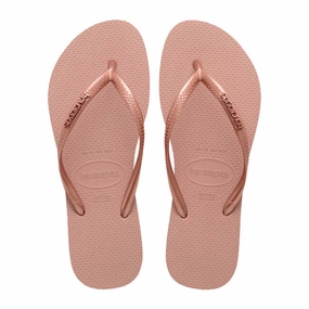 Havaianas Slim Logo Metallic Crocus Rose / Golden Blush Flip Flops For Supination