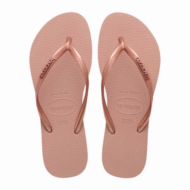 Havaianas Slim Logo Metallic Crocus Rose / Golden Blush Flip Flops Tanning