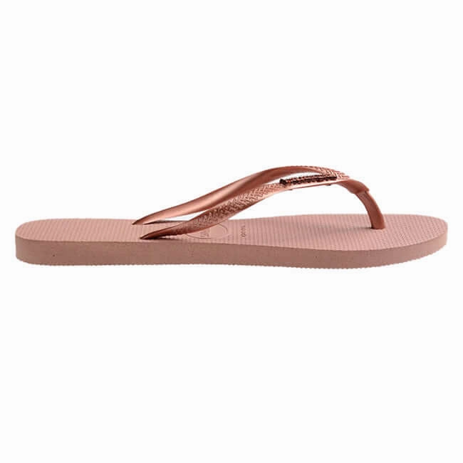 Best Flip Flops For Fishing Havaianas Slim Logo Metallic Crocus Rose / Golden Blush