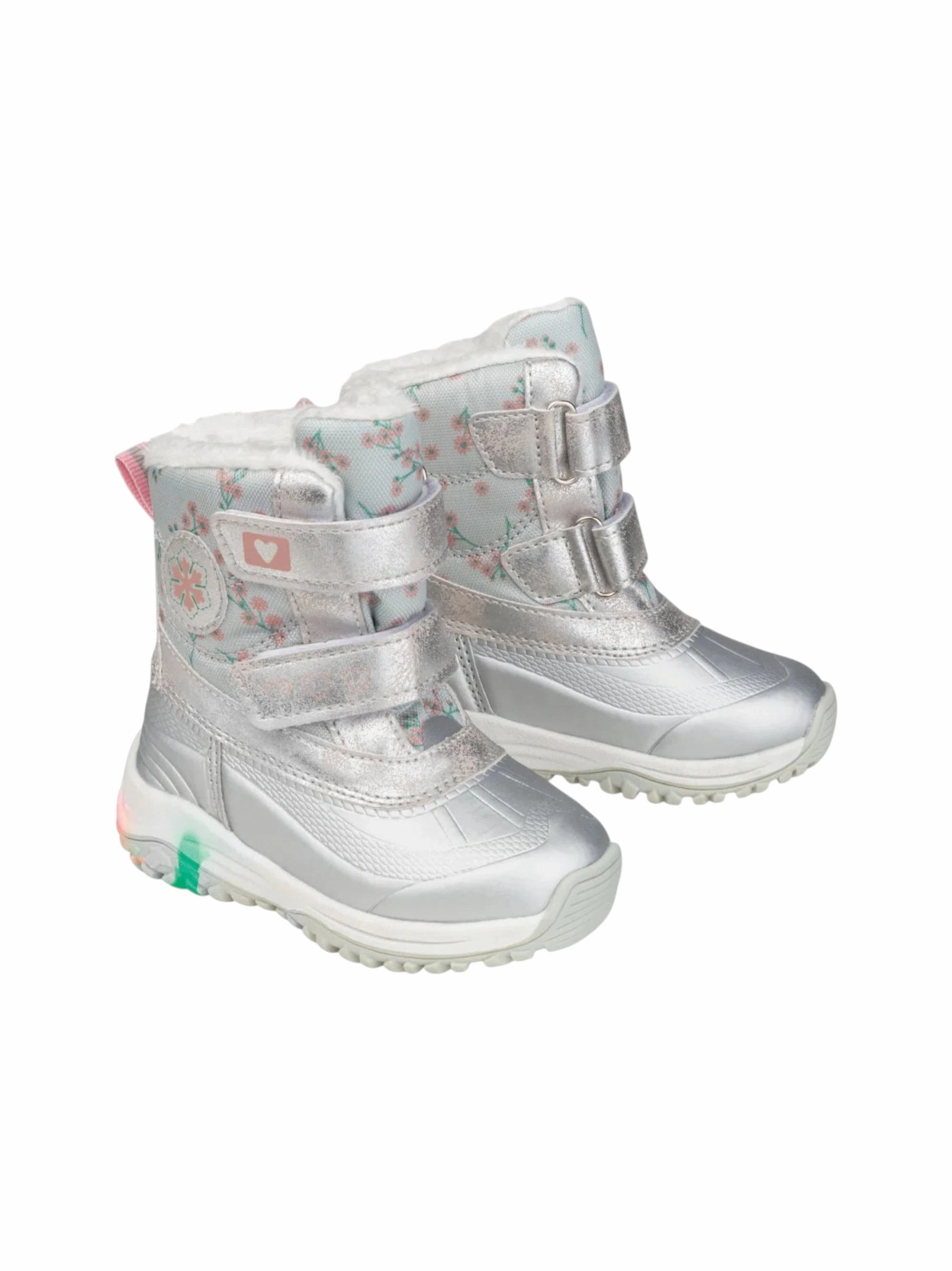Kids Girl's Lined Ankle Boots,Silver Leatt Boots