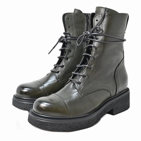 Suede Ankle Boots Flat Heel KIRA 14 - urban amphibian leather BOTTLE