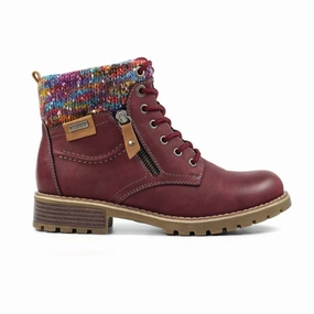 Lunar GLB204 Tabasco Ladies Burgundy Waterproof Zip & Lace Ankle Boots Versacore Waterproof Hiking Shoes