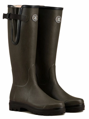 LE CHAMEAU x NATIONAL TRUST Vierzon Boots Ladies Jersey Lined - Oak Green Zero Drop Wide Toe Box Hiking Boots