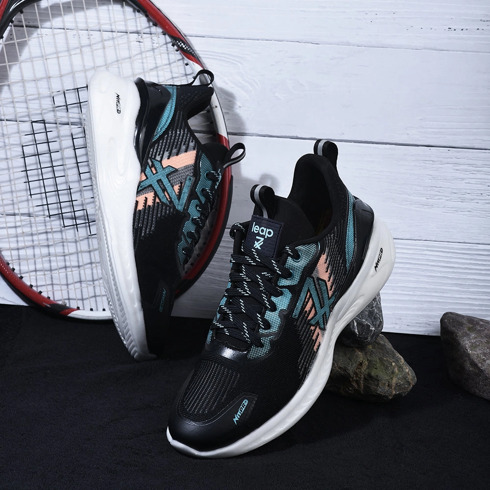 Leap7x By Liberty Men THUNDER-3 Black Sports Lacing Shoes Walking Hiking