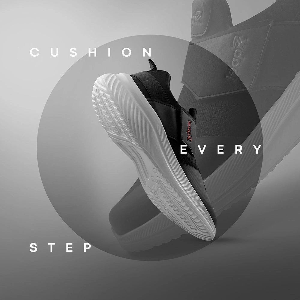 Leap7x By Liberty Mens FLATRON-1E Black Sports Non Lacing Shoes My