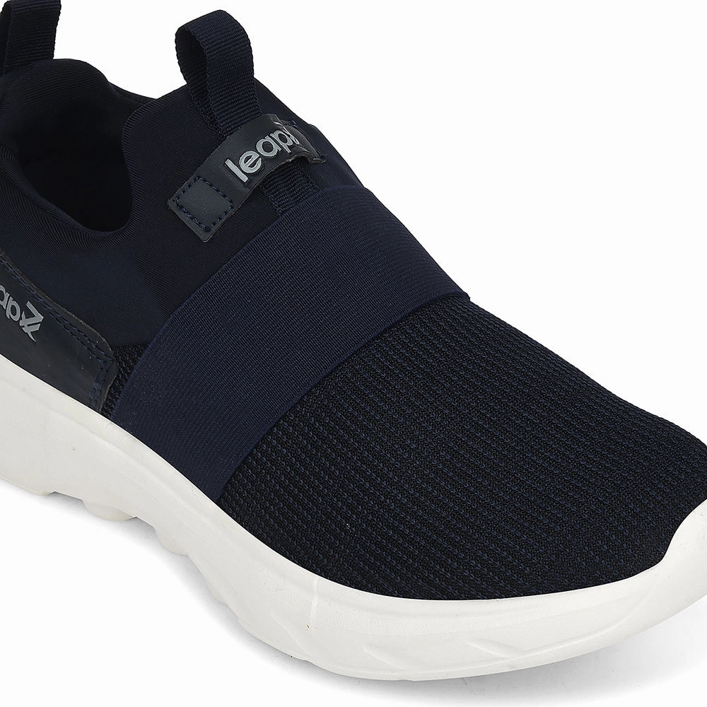 Leap7x Navy Blue Sports Non Lacing Walking Shoes For Men SENTINO By Liberty With Wide Toe Box  Best Walking/standing