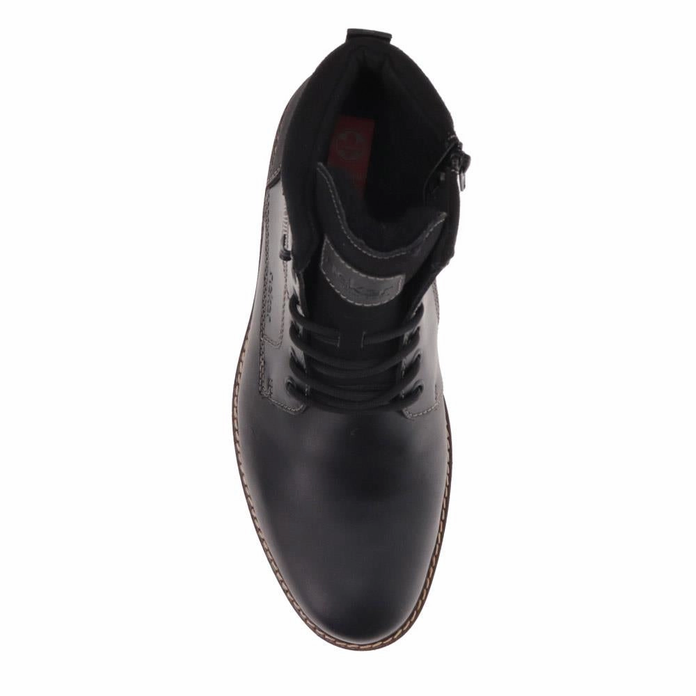 Warm Slip On Ankle Boots Leather Casual Lace-Up Boots - RKR40514 / 325 911 - Black