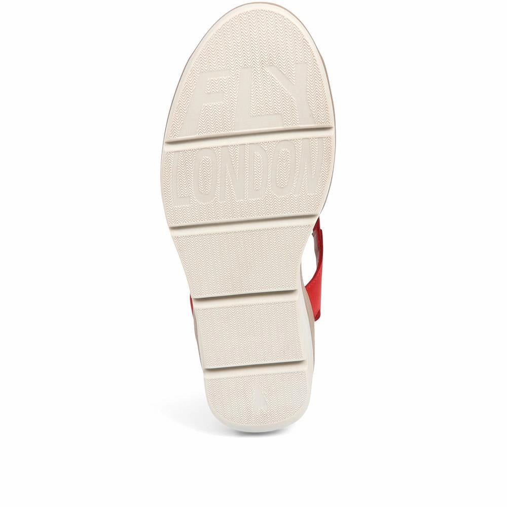 Athletic Slide Sandals Leather Wedge Sandals - FLYLO37007 / 323 681 - Red