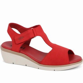 Resort Grenada Leather Wedge Sandals - FLYLO37007 / 323 681 - Red