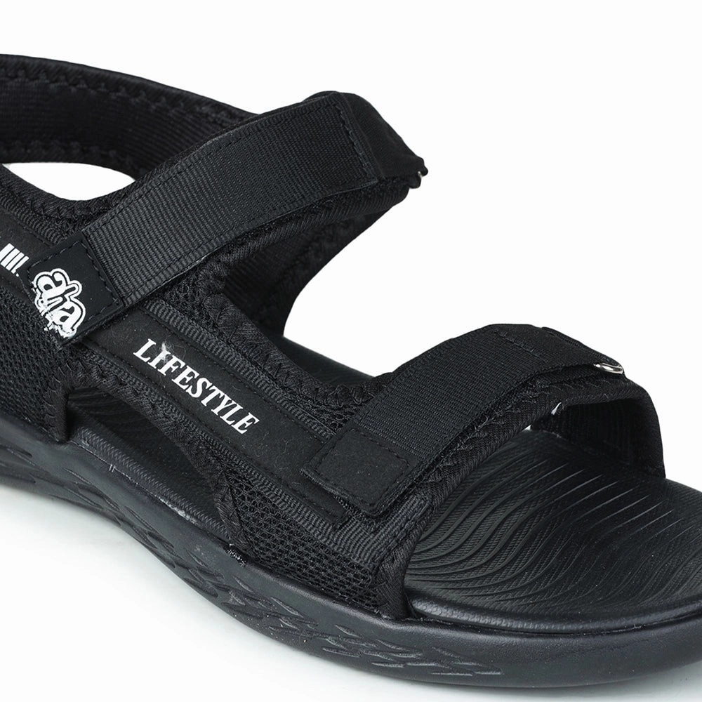 A-HA Casual Black Sandals For Men IMPACT-8 By Liberty Channel Sandals