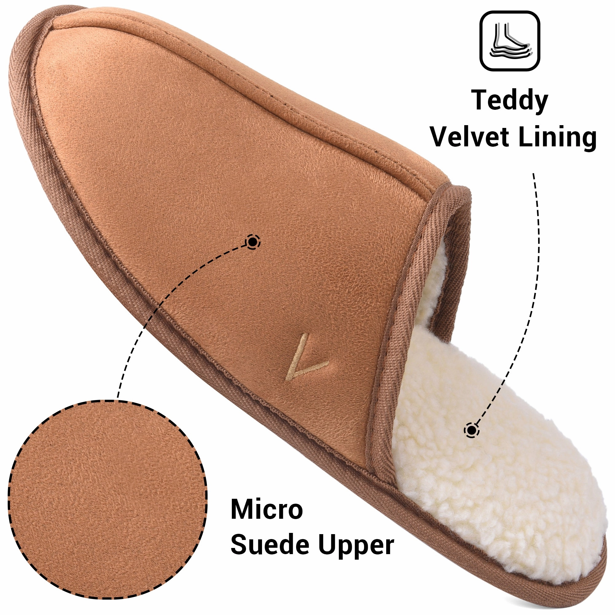 VONMAY Men's Suede Closed Toe Scuff Slipper Comfy Memory Foam Clog Lightweight Warm House Bedroom Shoes Best Shoes For Speed Walking