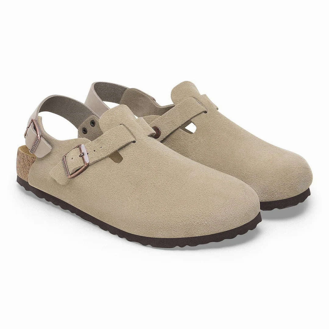 Tokio - Taupe Real Leather Clogs