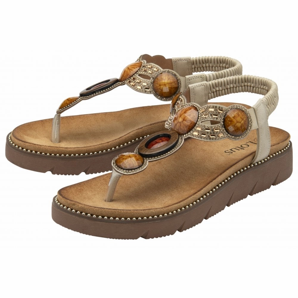 Lotus Alcina Ladies Natural Elasticated Sandals Multicolor Sandals