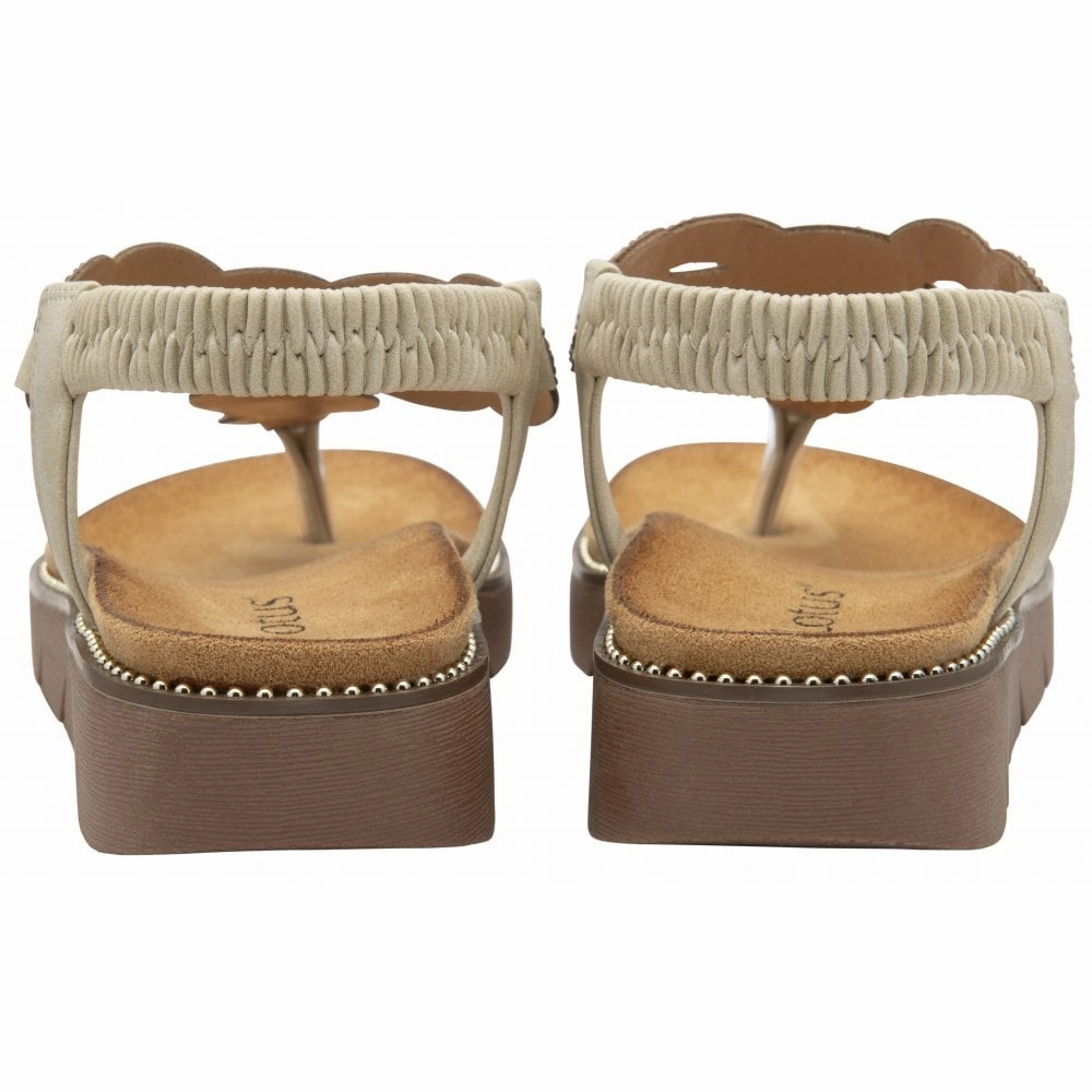 Wide Width Dress Sandals Lotus Alcina Ladies Natural Elasticated Sandals