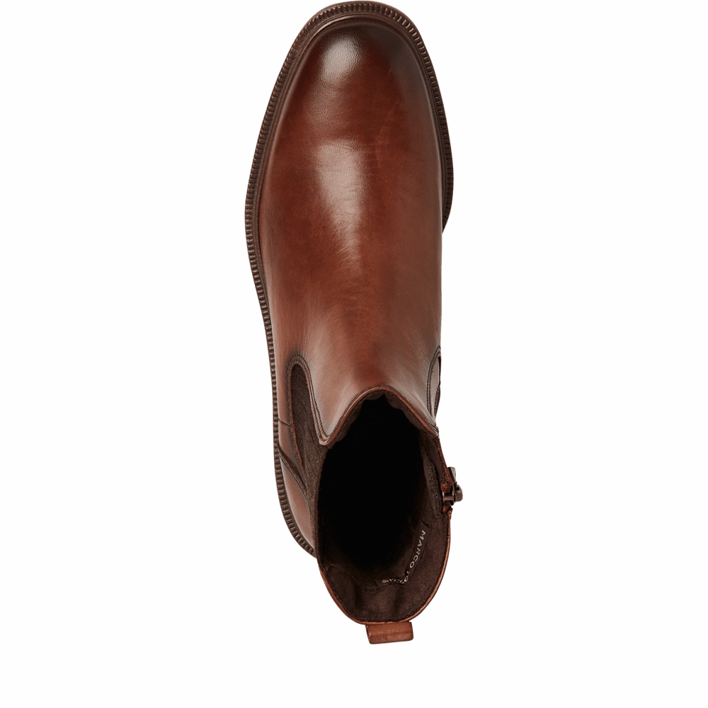Marco Tozzi Womens Boot 2-25305-45 Cognac Leather Tied Track Sole Ankle Boots