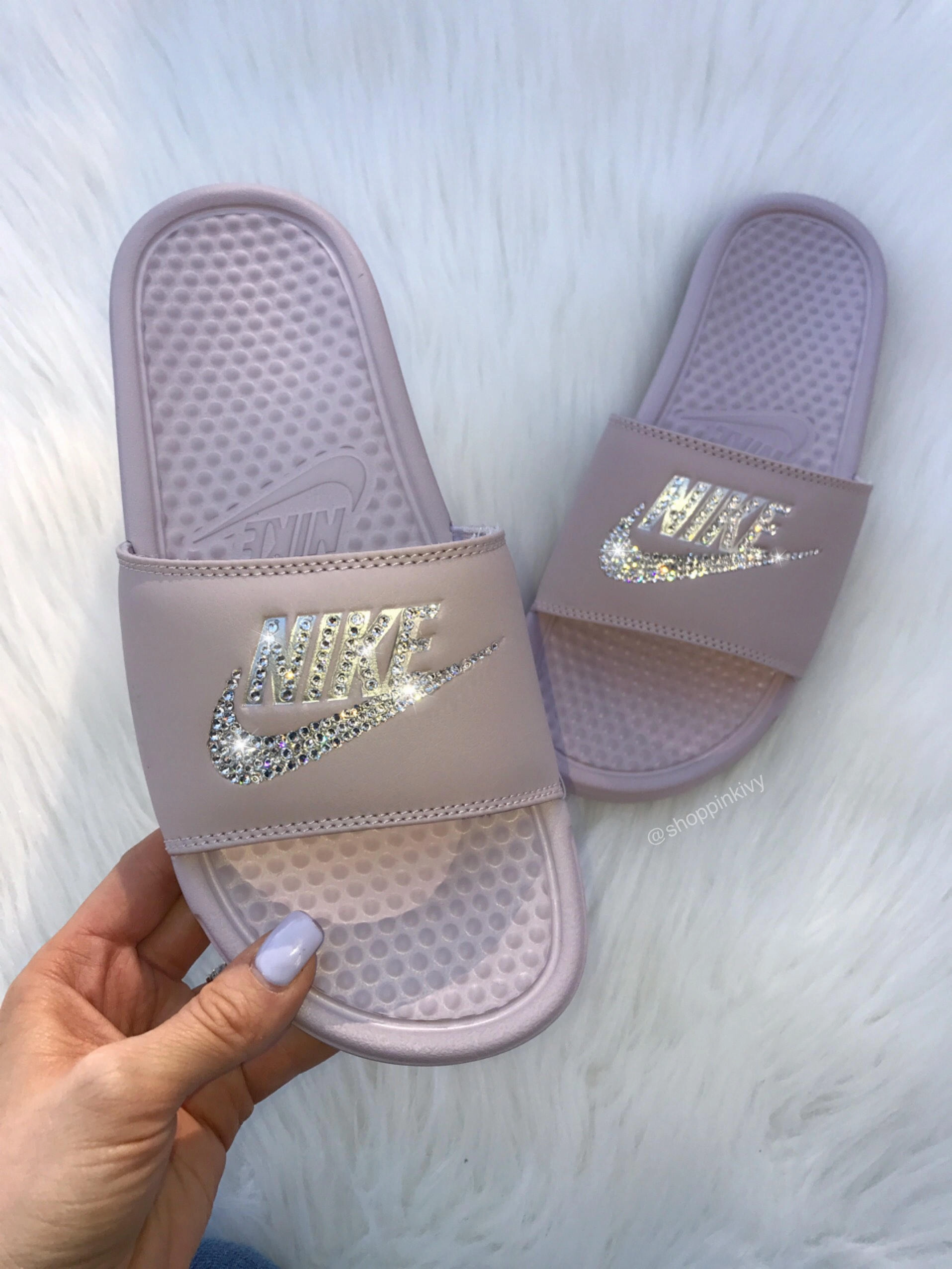Nike Waffle Debut Vintage Shoes Mauve Swarovski Nike Slide Sandals