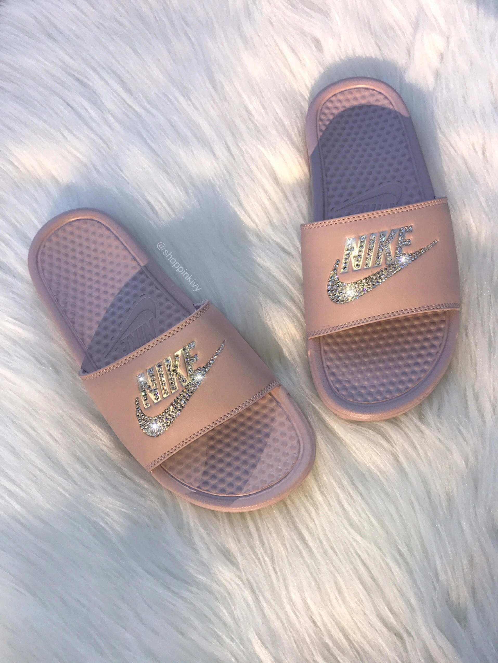 Mauve Swarovski Nike Slide Sandals Vintage Nike Acg Shoes