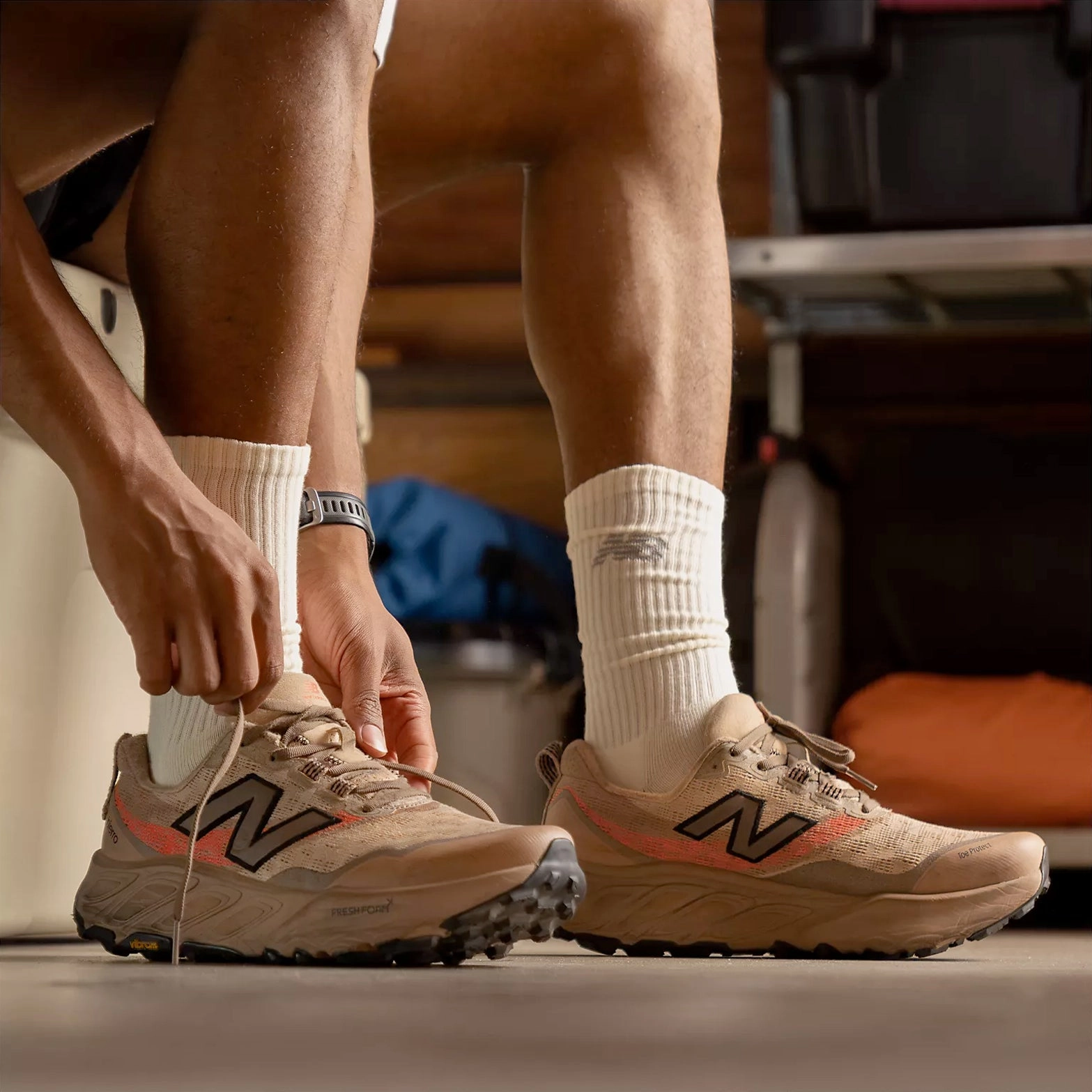 Zigwild Trail Shoes Men's Fresh Foam X Hierro v9 Trail Running Shoes Desert Clay / Earth Shadow / Urgent Red