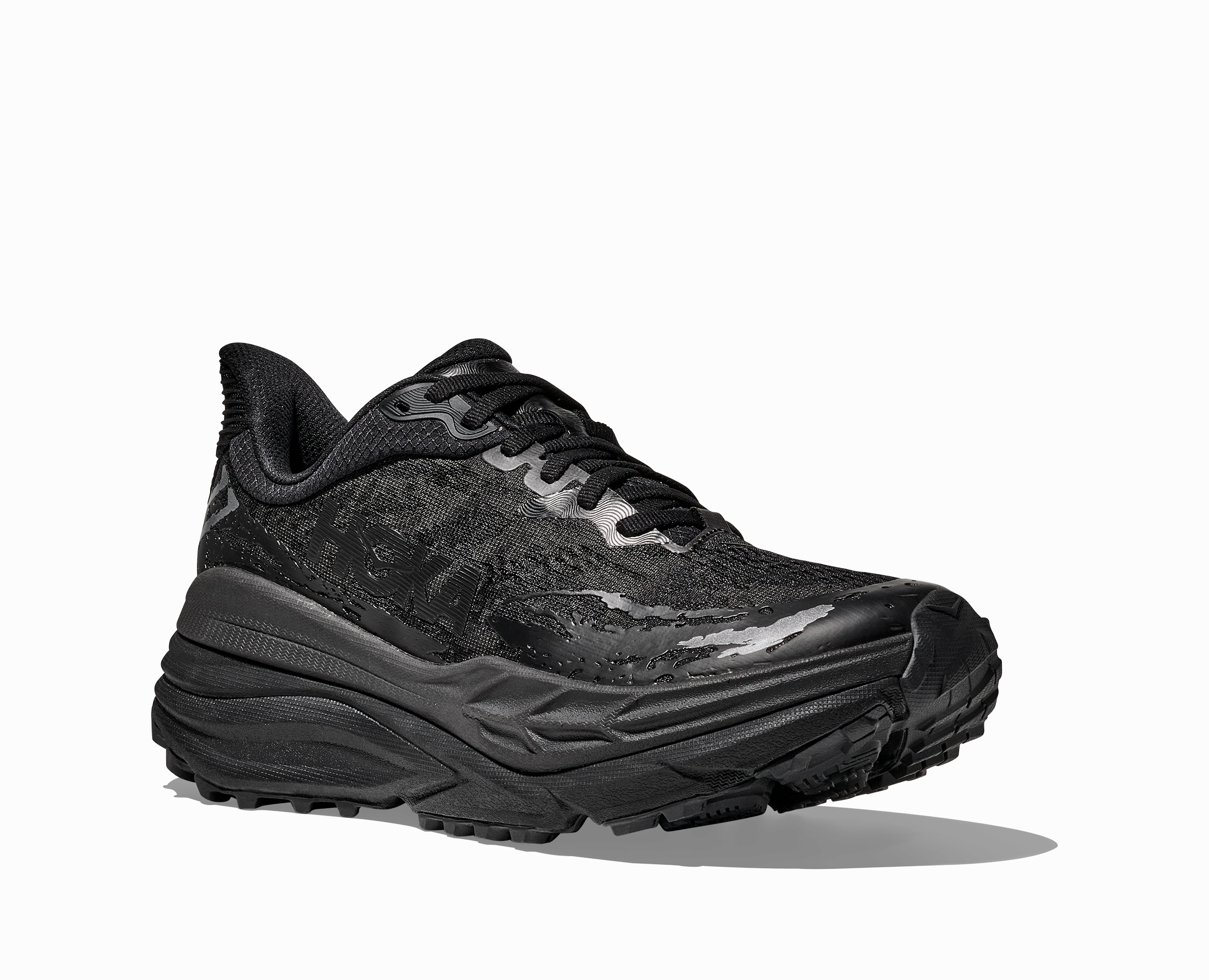 Men's Hoka Stinson ATR 7 (Black/Black) Best Off Road Trail Running Shoes