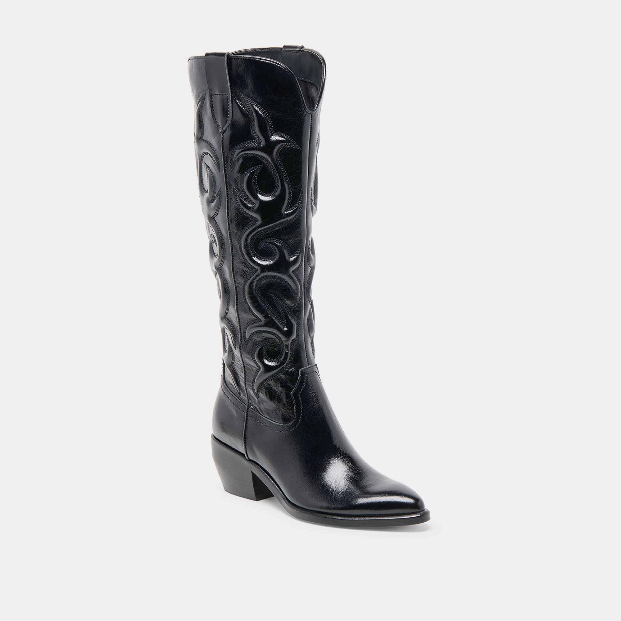 MIRLA EXTRA WIDE CALF BOOTS BLACK LEATHER