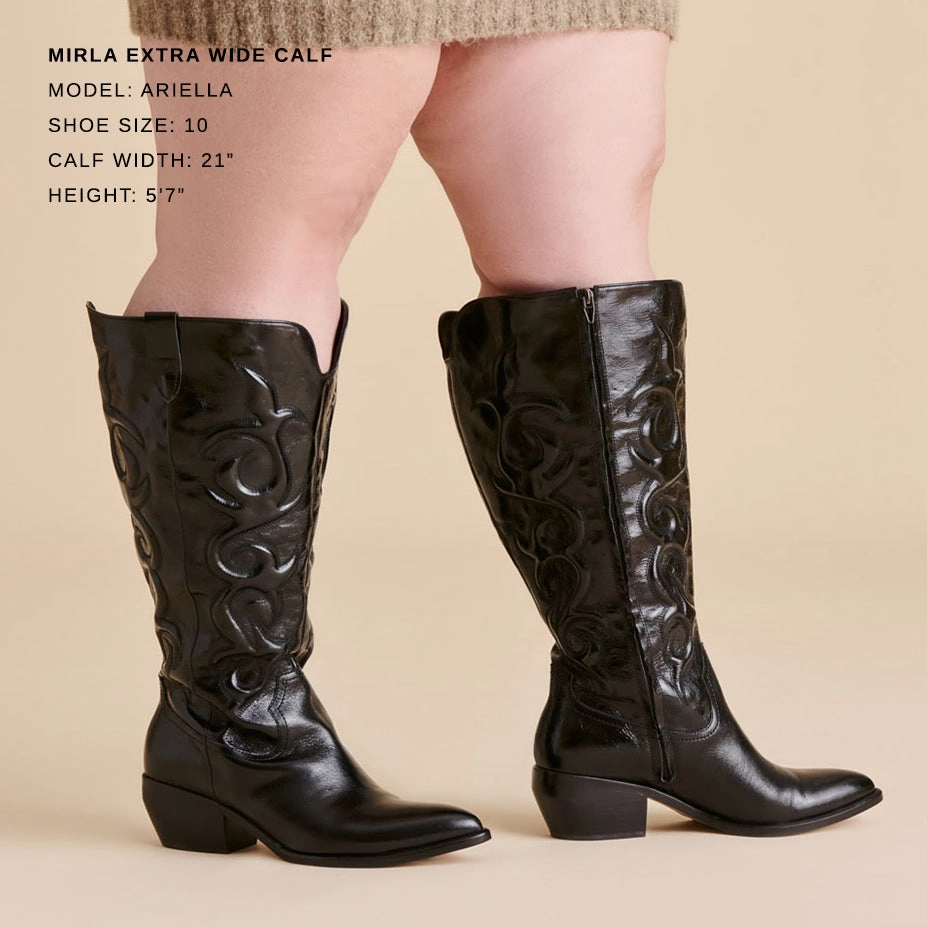 MIRLA EXTRA WIDE CALF BOOTS BLACK LEATHER Neo Boots