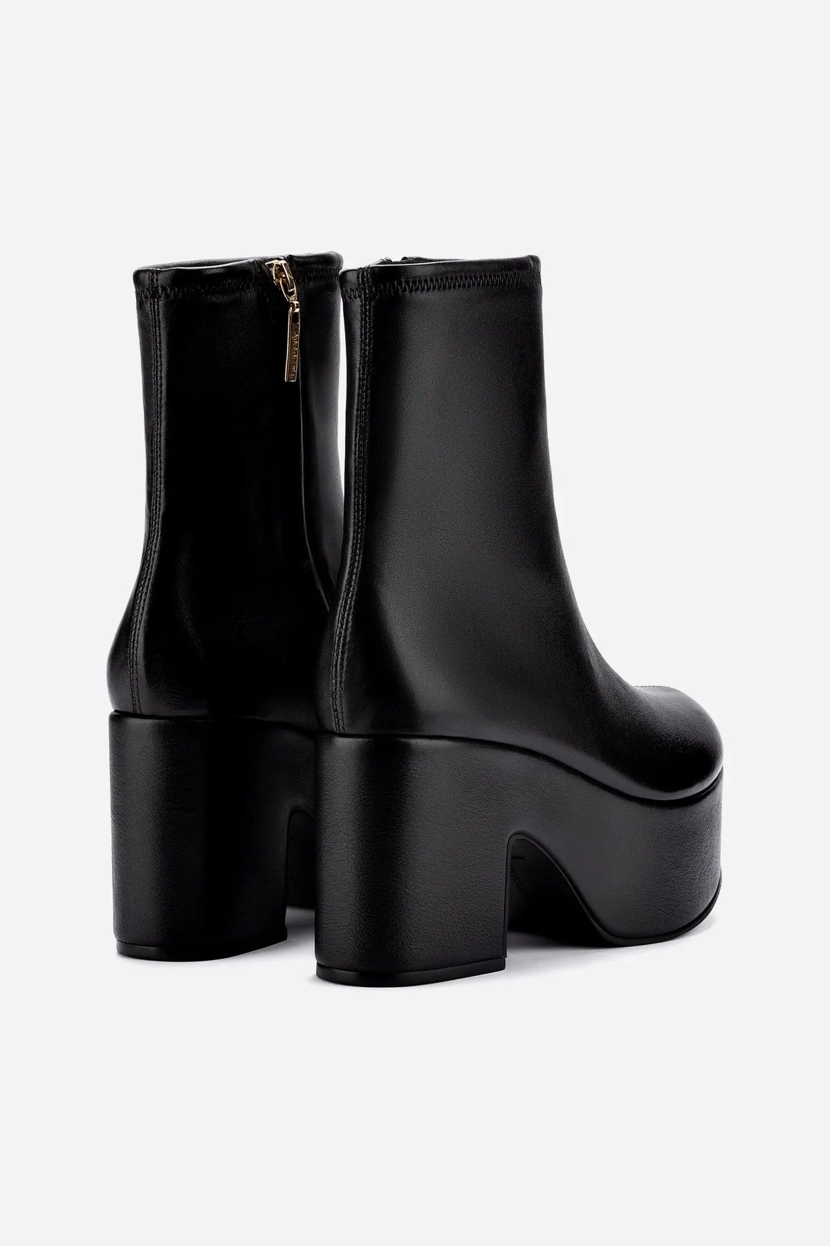 Miso Platform Boot In Black Stretch Leather Prevalon Boots