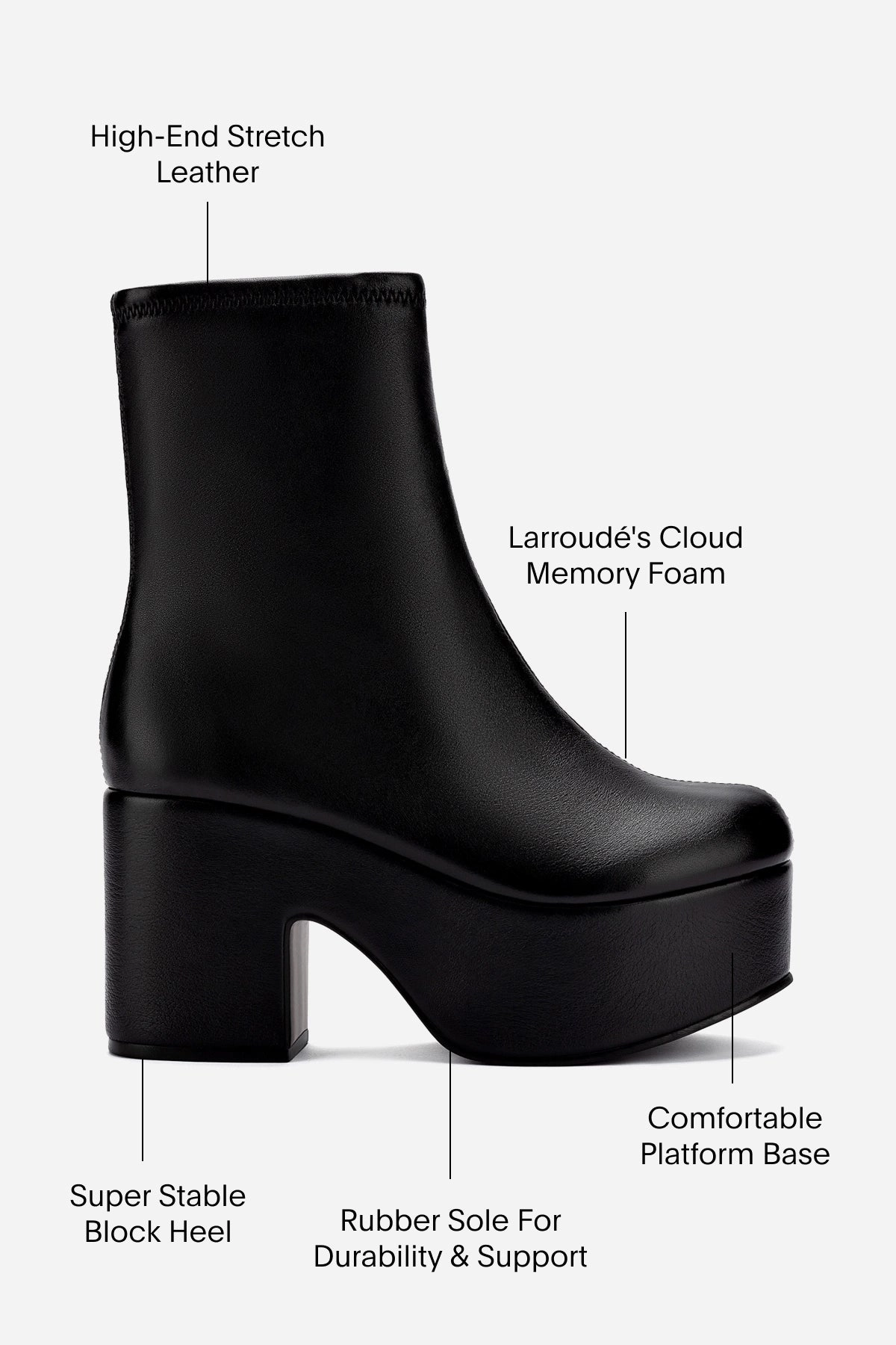 Miso Platform Boot In Black Stretch Leather Ski Boots Measurement Chart