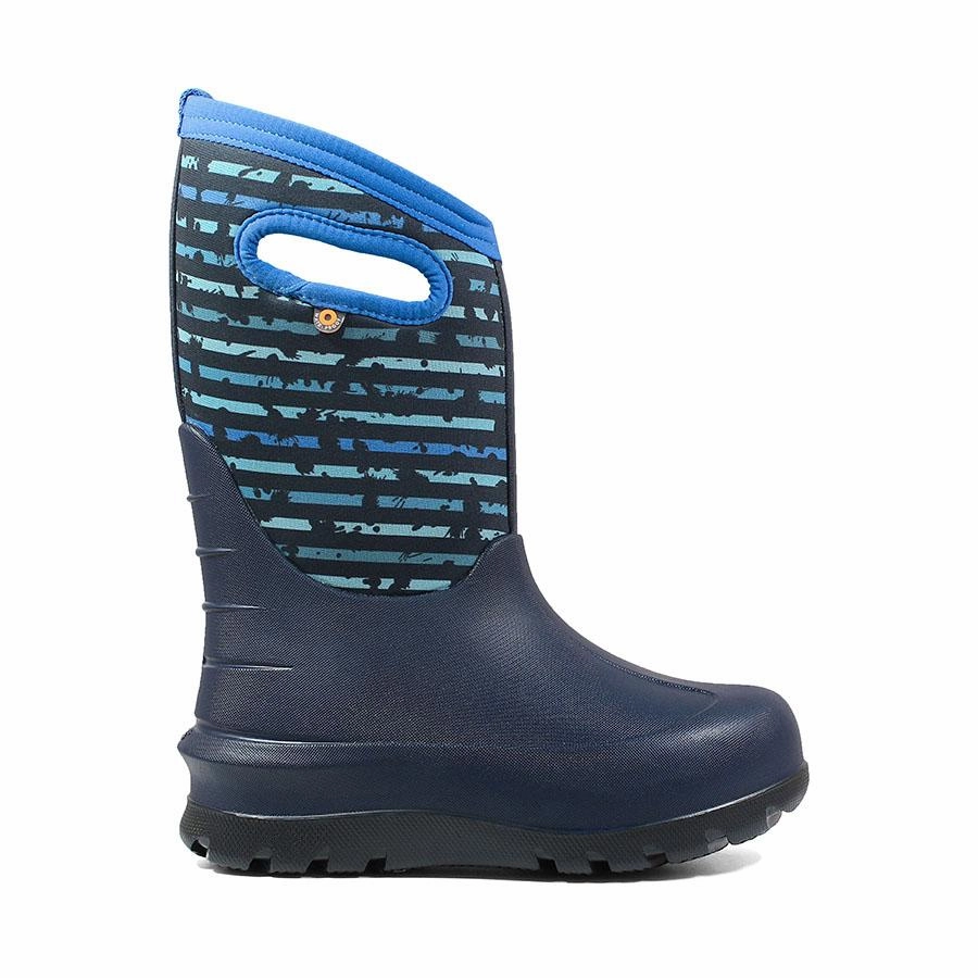 Polar Nylon Tall Winter Snow Boot Neo-Classic Stripes - Navy