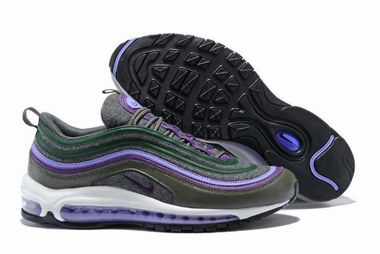 Foamposite Nike Shoes Nike Air Max 97 Carbon Grey Dk Purple T Purple Shoes Sale Men Size US 7, 8, 8.5, 9, 10, 11