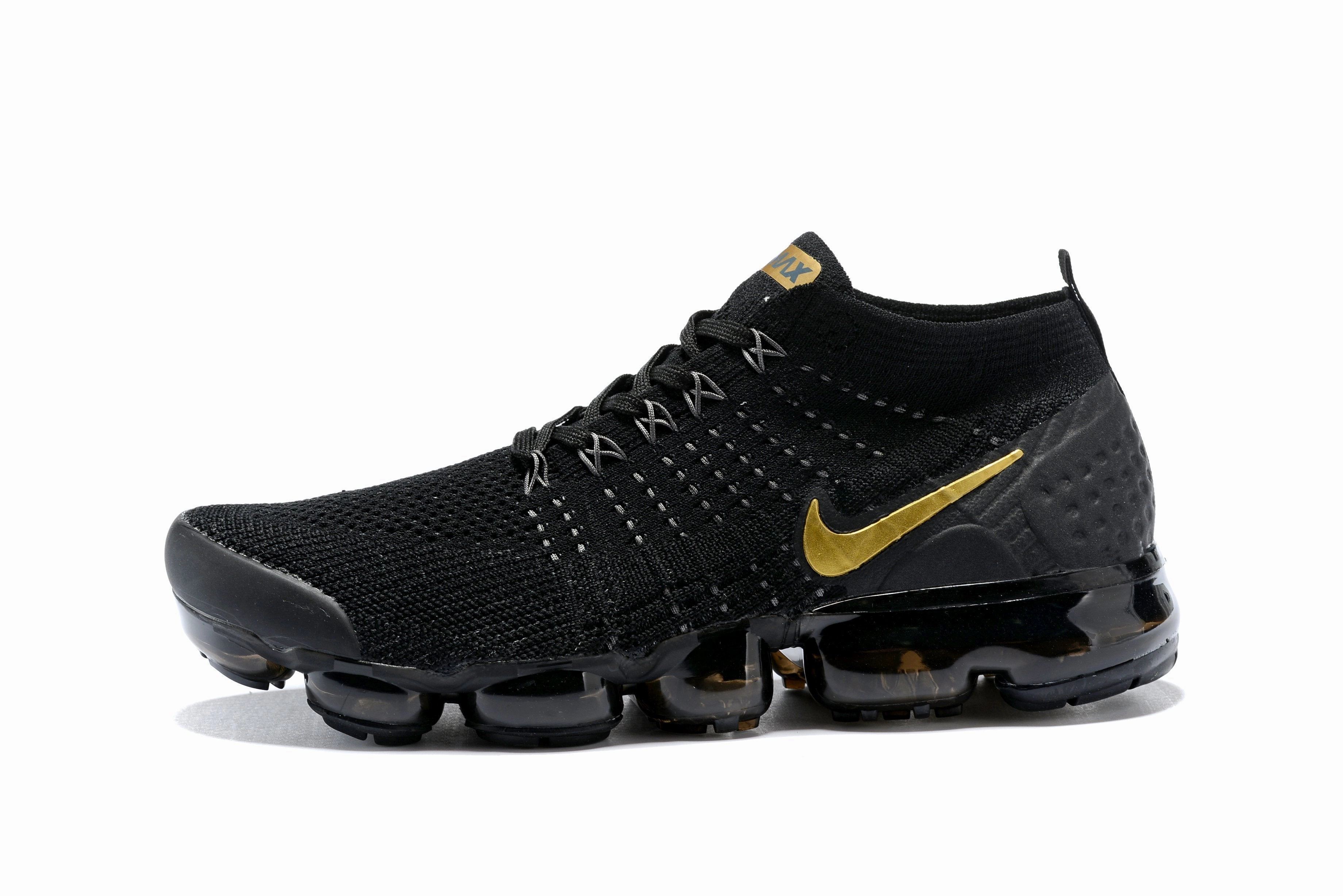 Nike Supreme Shoes Nike Air Vapormax Flyknit 2 Black Gold Shoes Sneakers Men Sale Size US 7, 8, 8.5, 9, 10, 11